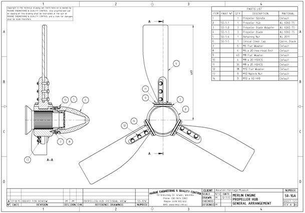 General arrangement drawing of the propeller.